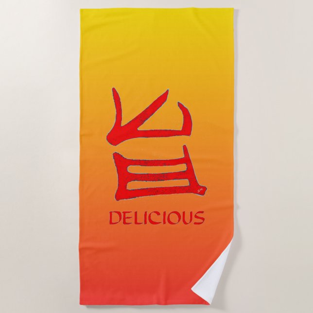 Toalha de praia de Kanji Delicious (Frente)