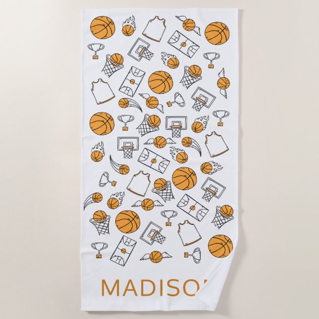 Toalha de praia de nome personalizado de basqueteb (Frente)