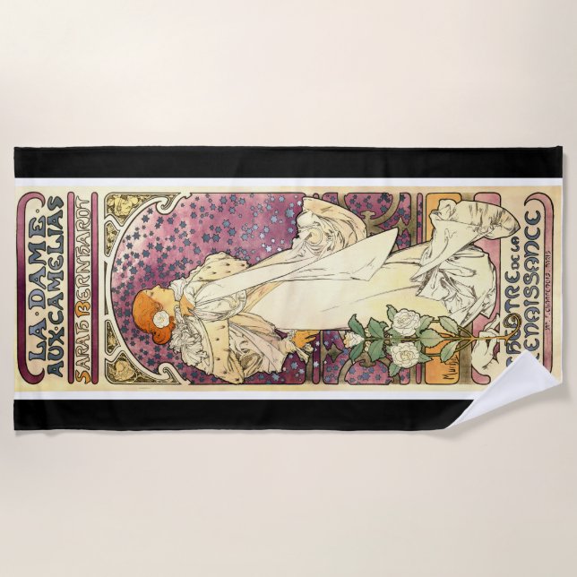 Toalha de praia de Nouveau Mucha Sarah Bernhardt (Frente)