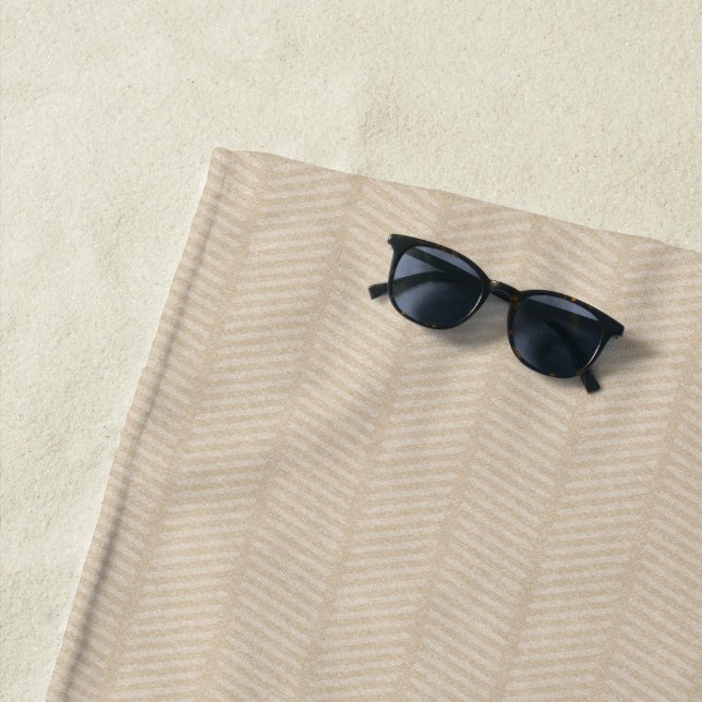 Toalha de Praia de Padrão de Arenque de Beige Soft (In Situ)