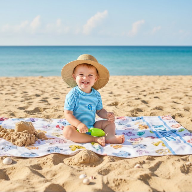 Toalha de Praia de Robôs Coloridos Personalizados (Criador carregado)