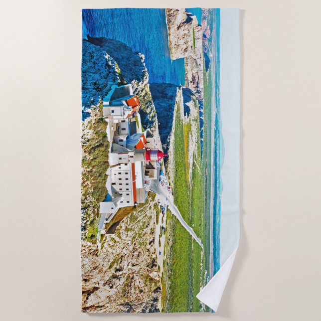 Toalha de praia de Sagres Portugal do farol (Frente)