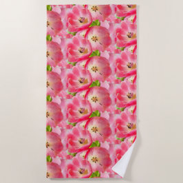 Toalha de Praia de Tulipas Aguarela Rosa