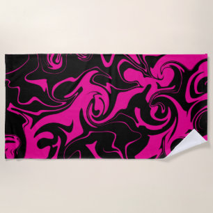 Toalha De Praia Derramar - Magenta e preto