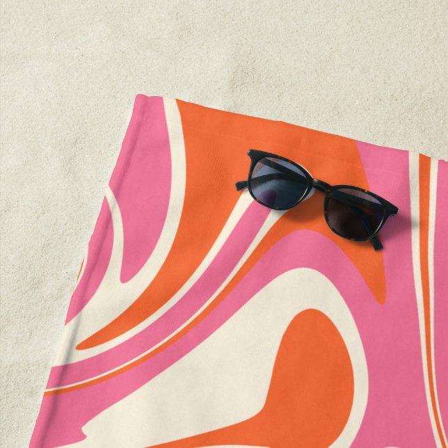 Toalha De Praia Derramar - Rosa, Laranja e Creme (In Situ)