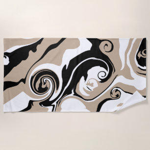 Toalha De Praia Derramar - Taupe, Preto e Branco