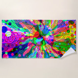 Toalha De Praia Desenhando Arte de Fantasia - Mudança Neon Abstrat