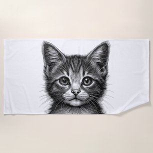 Toalha De Praia Desenho Adorável de Gato Jovem