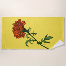 Toalha De Praia Desenho de Tinta da Flor Marigold Francês