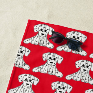 Toalha De Praia Desenho simples de um cão dalmata de pelúcia em pr