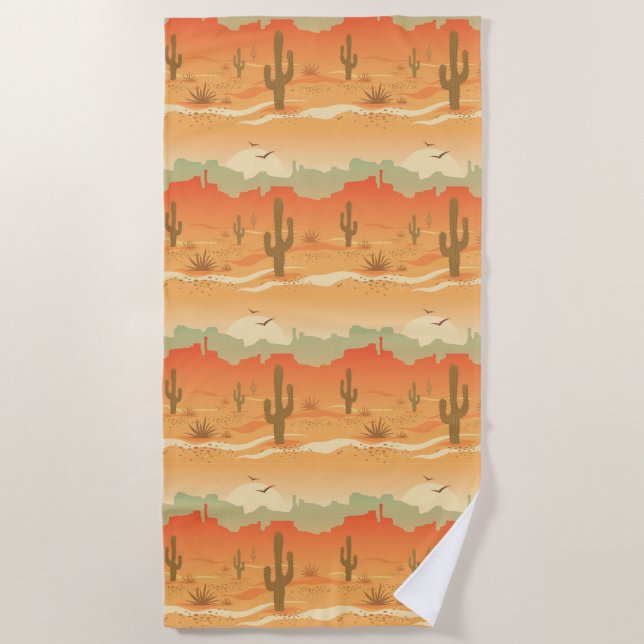 Toalha De Praia Desert Cactus Southwest Design Beach Towel (Frente)