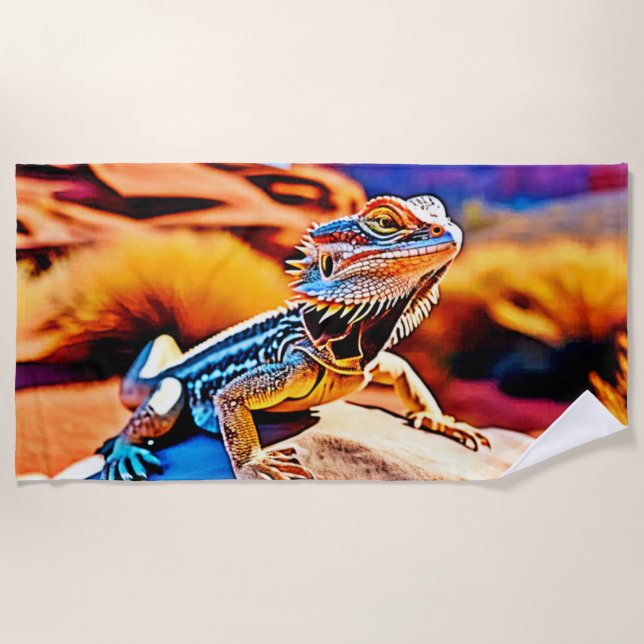 Toalha De Praia Desert Dragon Lizard Design (Frente)