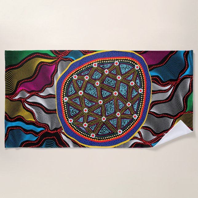 Toalha De Praia Design-15 Beach Towel Aboriginal (Frente)