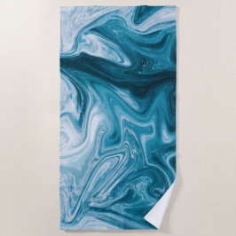 Toalha De Praia Design abstrato das ondas de praia azul