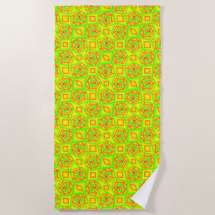 Toalha De Praia Design Abstrato do Ombro Amarelo Laranja Verde Cit