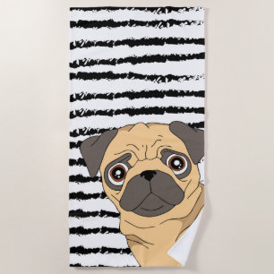 Toalha De Praia Design bonito do teste padrão do Pug