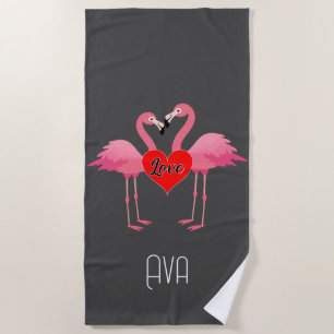 Toalha De Praia Design de Amor Flamingo Rosa - Torre de Praia