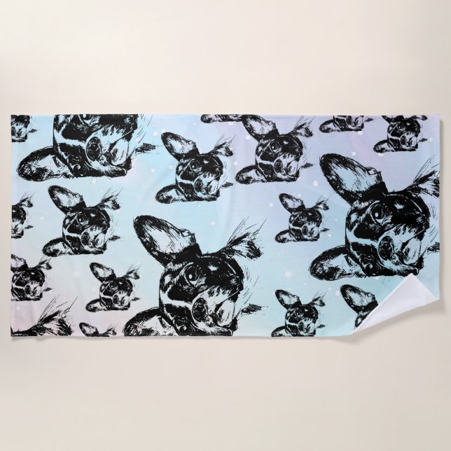 Toalha De Praia Design de Arte Chic de Boston Terrier Dog (Frente)