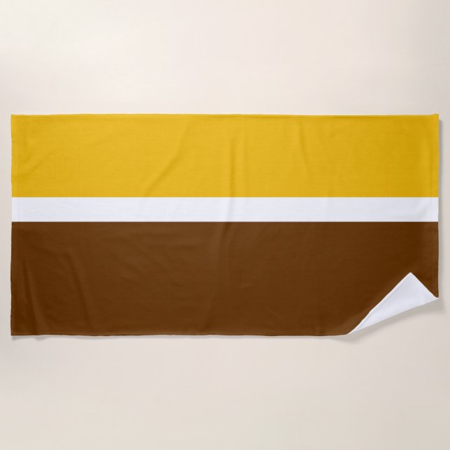 Toalha De Praia Design de Bloco de Cor Marrom-claro amarelo (Frente)