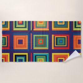 Toalha De Praia Design de Bloco Retroativo Colorido