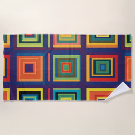 Toalha De Praia Design de Bloco Retroativo Colorido