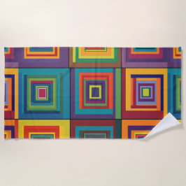 Toalha De Praia Design de Bloco Retroativo Colorido