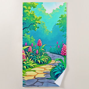 Toalha De Praia Design de Caminho do Jardim Magnético