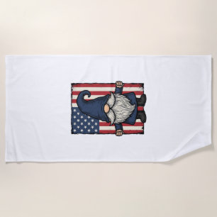 Toalha De Praia Design de Camisa de Bandeira Vintage Gnome Patriot