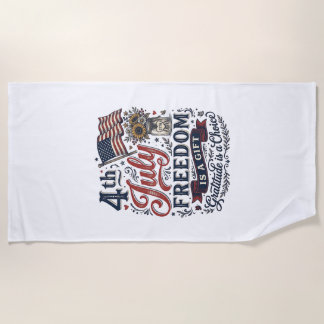 Toalha De Praia Design de Camisa Vintage Gratidão Liberdade 4 de J