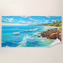 Toalha De Praia Design de Cena de Rock Costeiro