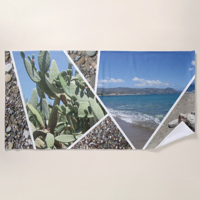 Toalha De Praia Design de Colagem Mediterrânica (Frente)