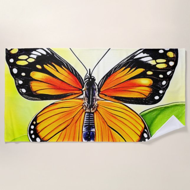 Toalha De Praia Design de Detalhes da Asa da Borboleta (Frente)