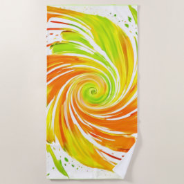 Toalha De Praia Design de espiral verde e laranja