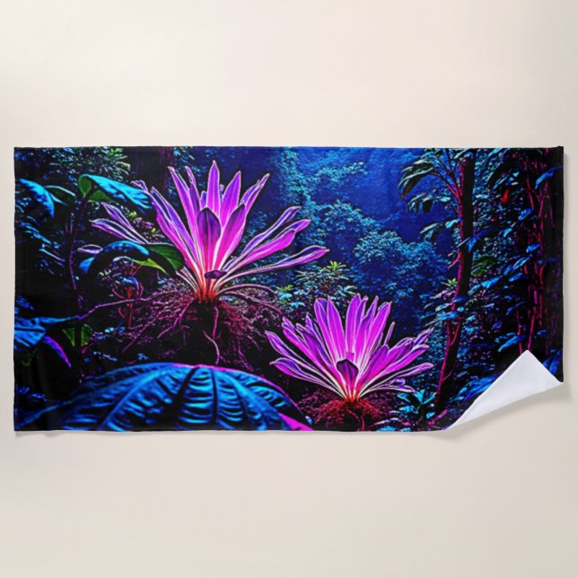 Toalha De Praia Design de Floresta Mística Glowing Jungle (Frente)