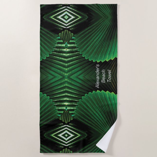 Toalha De Praia Design de Folha de Mata Personalizada (Frente)
