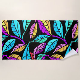 Toalha De Praia Design de Folhas de Vidro Estendidas
