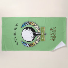 Toalha De Praia Design de golfe com Modelo de monograma de coroa