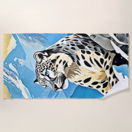 Toalha De Praia Design de Leopardo de Neve Selvagem