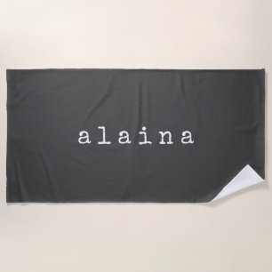 Toalha De Praia Design de nome minimalista simples em preto person