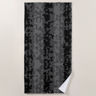 Toalha De Praia Design de padrão abstrato irregular cinza preto
