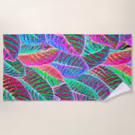 Toalha De Praia Design de padrão de folha vívida