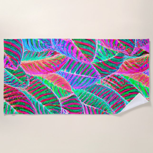 Toalha De Praia Design de padrão de folha vívida (Frente)