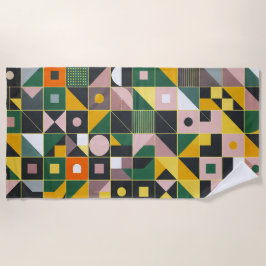 Toalha De Praia Design de Padrão Geométrico Abstrato Mosaico 1329