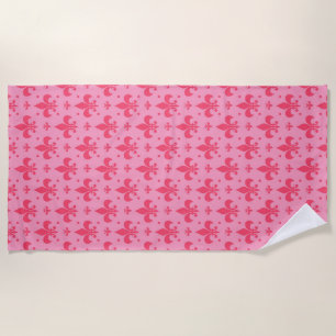 Toalha De Praia Design de padrão rosa Fleur-de-lis