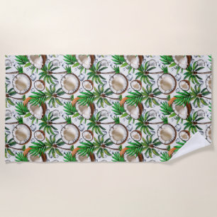 Toalha De Praia Design de Padrão Tropical de Árvore de Coco