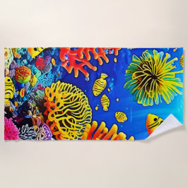 Toalha De Praia Design de recife de coral colorido