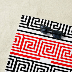 Toalha De Praia Design do Padrão de Frete preto branco vermelho gr