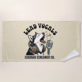 Toalha De Praia Design Engraçado de Cachorro Vocal Líder Husky 