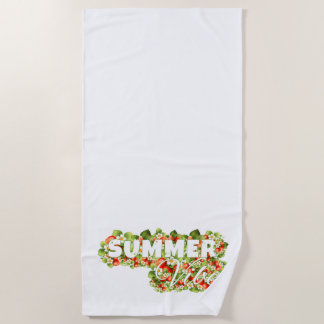 Toalha De Praia Design Floral de Verão - Morango e Flor