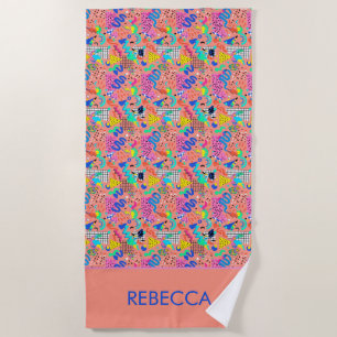 Toalha De Praia Design Personalizado com Revival Retro Memphis dos